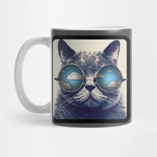 Cat with clouds in glasses Mug